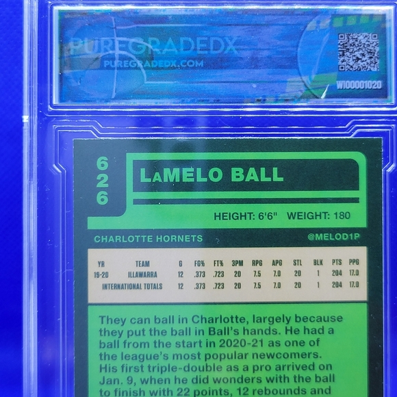 LAMELO BALL 2020 PANINI CHRONICLES CLASSICS #626 BLUE PARALLEL PGX 10 ROOKIE RC - Picture 7 of 7